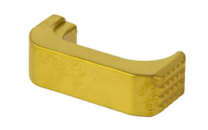 Gold metal latch component with textured grip end