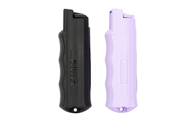 Black and purple pepper spray canisters