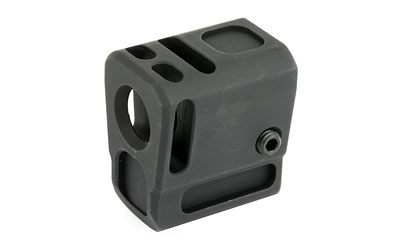 Black metal cube with holes and slots