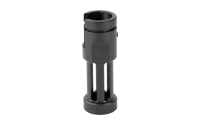 Black muzzle brake on white background