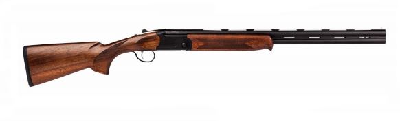 Side view of a double-barrel shotgun
