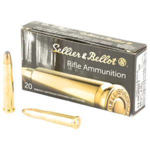 Sellier & Bellot rifle ammunition box and bullets