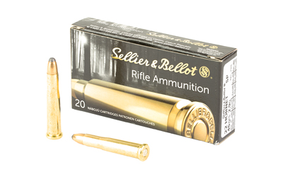 Sellier & Bellot rifle ammunition box and bullets