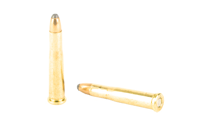 Two rifle bullets on white background