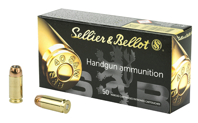 Sellier & Bellot handgun ammunition box and bullets.