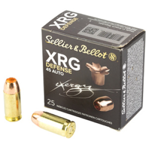 Sellier & Bellot XRG Defense Handgun Ammunition .45 ACP 165gr HP 1148 fps 25/ct