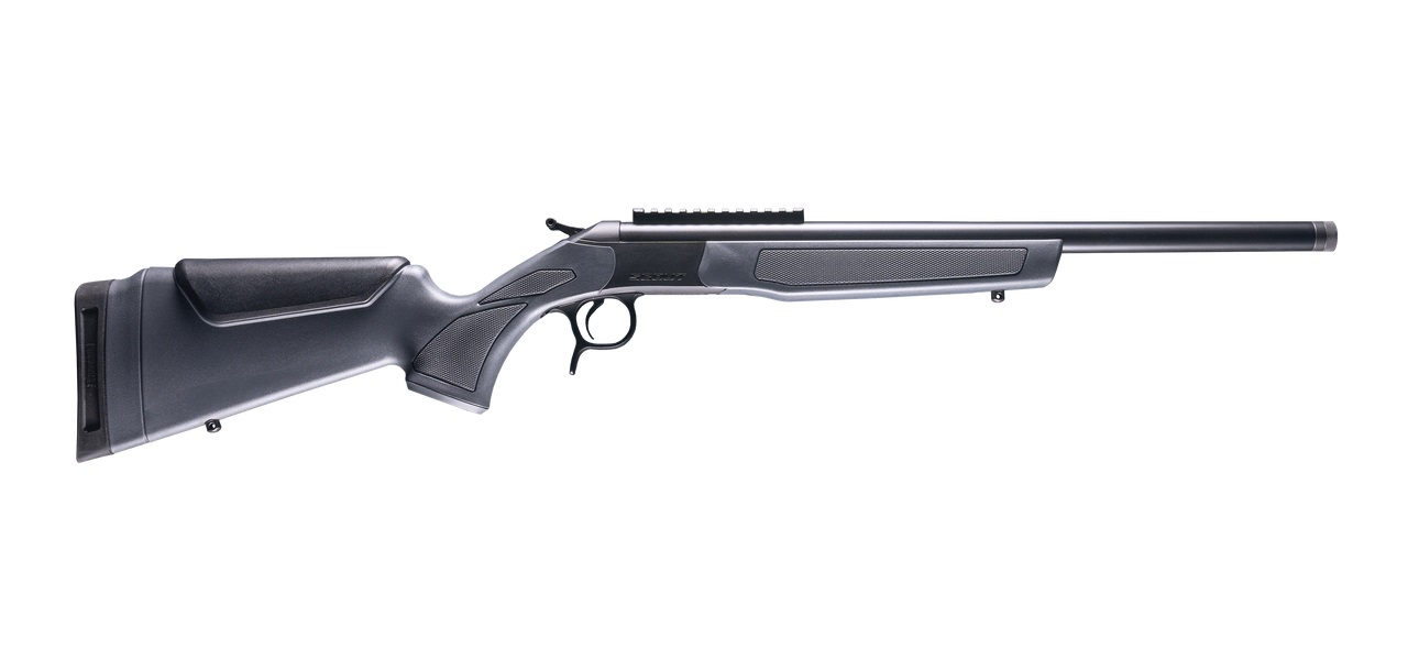 CVA Scout Single Shot Rifle .450 Bushmaster 22" Threaded Blued Barrel Grey Stock 0 MOA Pic Rail