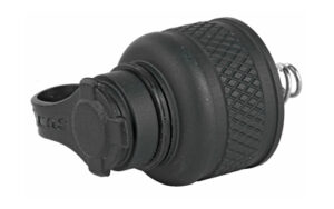 Black rubber protective cap with textured grip