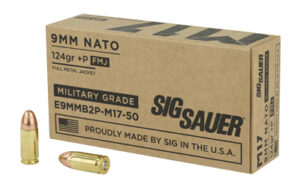 Sig Sauer Elite Ball M17 Handgun Ammunition 9mm Luger 124 gr+P FMJ 1198 fps 50/ct