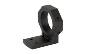Black metal mounting bracket with circular clamp