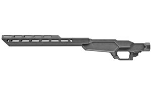 Modern tactical rifle chassis in matte black