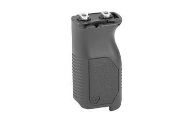 Black firearm vertical foregrip with textured grip surface.