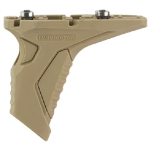 Tan angled grip attachment for firearms.