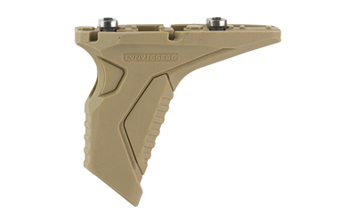 Tan angled grip attachment for firearms.