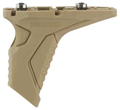Tan angled grip attachment for firearms.