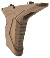 Ergonomic tan tactical foregrip for rifles.
