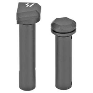 Two gray metal pins for mechanical assembly