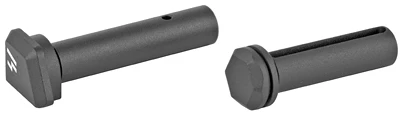 Two black steel hinge pins isolated