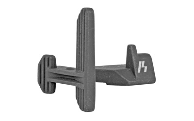 Black polymer gun sight on white background