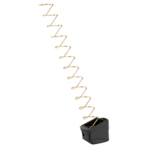 Extended garage door extension spring on white background.