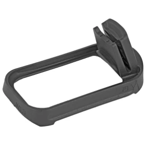 Rectangular black firearm magazine base plate