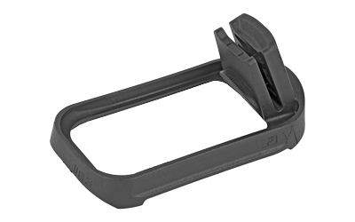 Rectangular black firearm magazine base plate