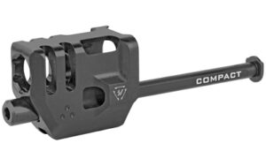 Black compact muzzle brake with side ports