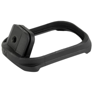 Black rifle magazine well for improved reloading speed.