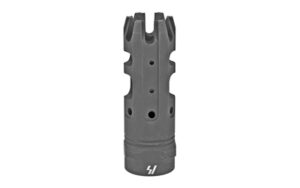 Black muzzle brake with vented ports