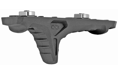Black tactical foregrip for firearms rail attachment.