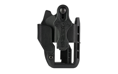 Black molded plastic belt holster clip
