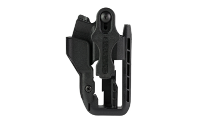 Black polymer belt holster with retention clip