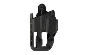 Black polymer handgun holster with belt clip