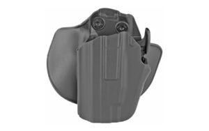 Gray polymer handgun holster with belt attachment