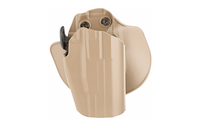 Tan polymer handgun holster with belt attachment