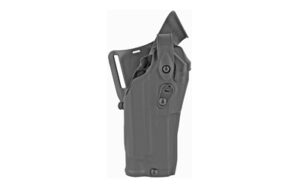 Gray tactical handgun holster with belt attachment