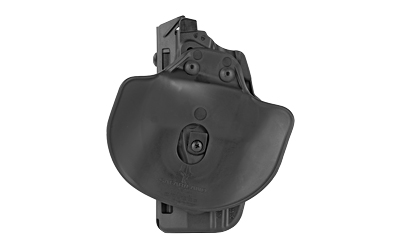 Black molded handgun holster with belt clip