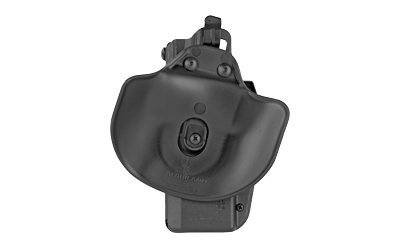 Black tactical handgun holster, front view