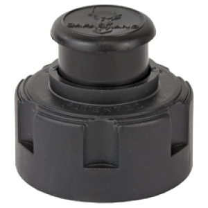 Black plastic valve cap with button top