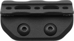 Black metal mounting bracket with screws