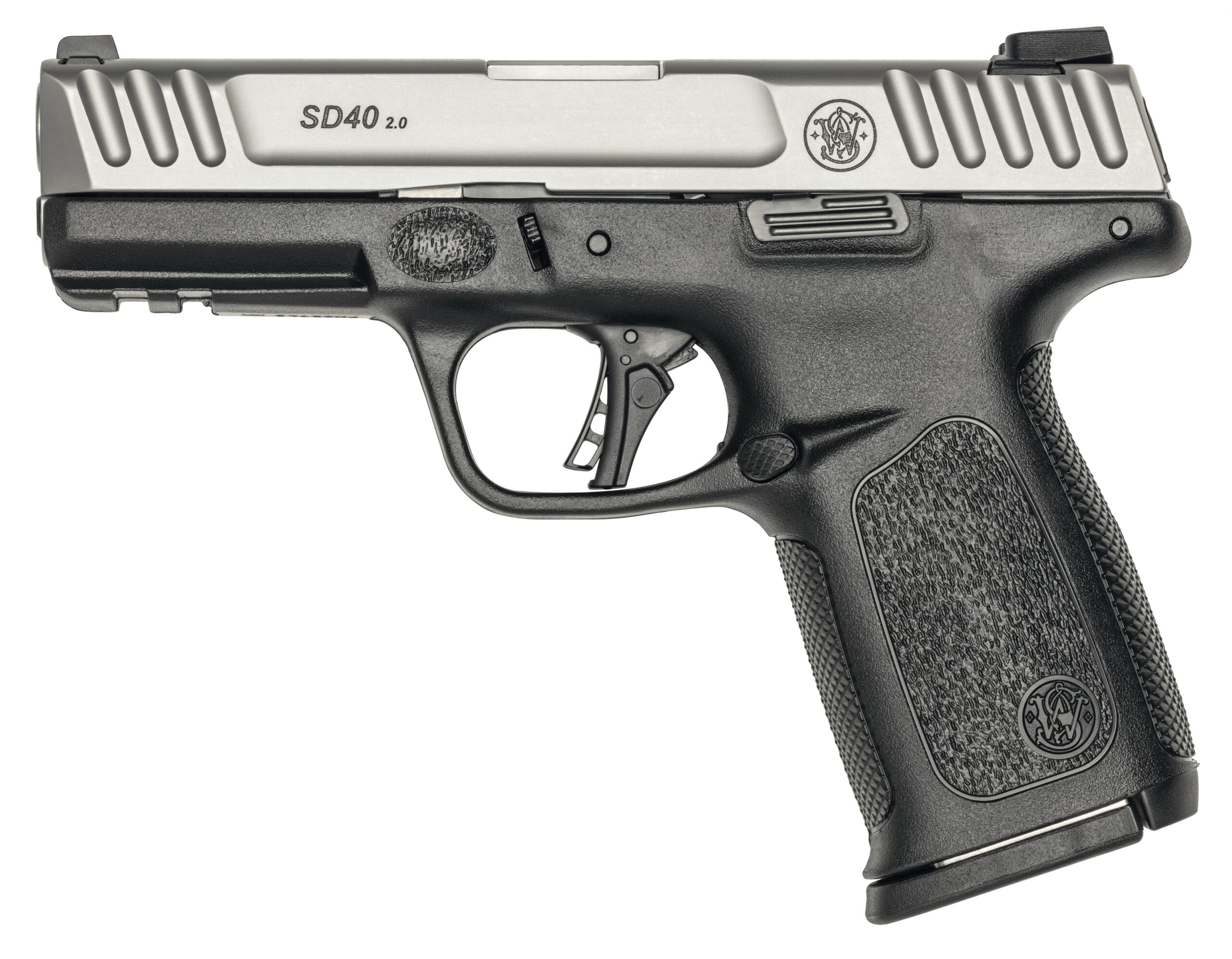 S&W SD40 2.0 40SW 4" FS 14-SH - SILVER SS SLIDE/BLACK POLYMER