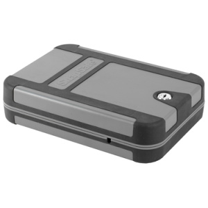 Gray lockable storage box with secure latch
