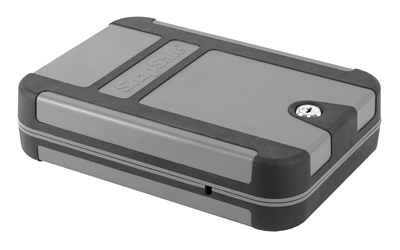 Gray lockable storage box with secure latch
