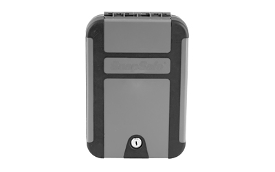 Gray security lockbox on white background