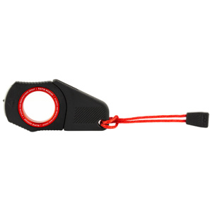 Black safety cutter with red wrist strap