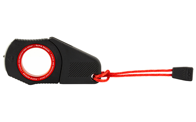 Black safety cutter with red wrist strap