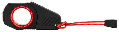 Black safety cutter with red wrist strap