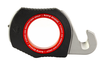 Black and red safety hook cutter tool