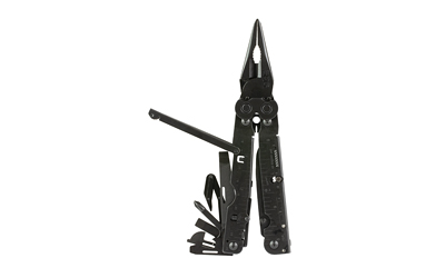 Black multi-tool pliers with fold-out tools
