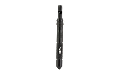 Black tactical pen with glass breaker tip.